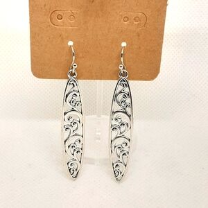New Silver Tone Earrings Long Filigree Dangle Boho Gypsy Cottagecore